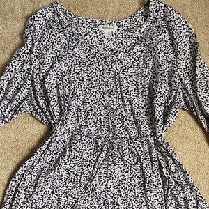 2X Motherhood Maternity Navy Blouse with Hearts